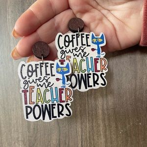 Pete the cat teacher earrings